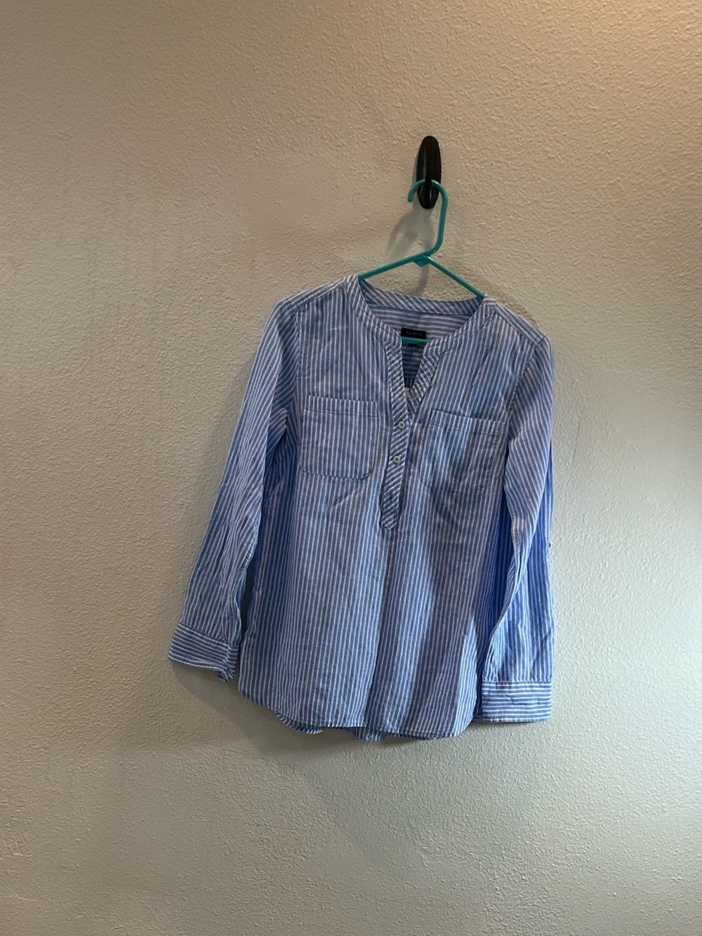 Talbots Blue and White Striped Long-Sleeve Pullover Blouse